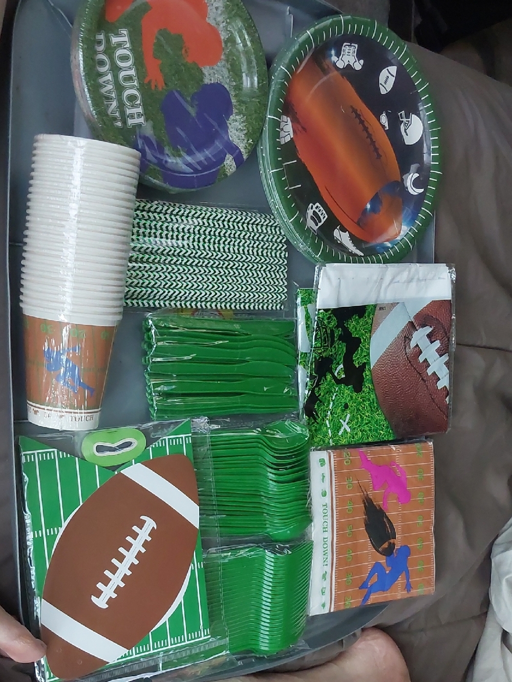 Touchdown Football Party Supplies Set - Service For 24 Green